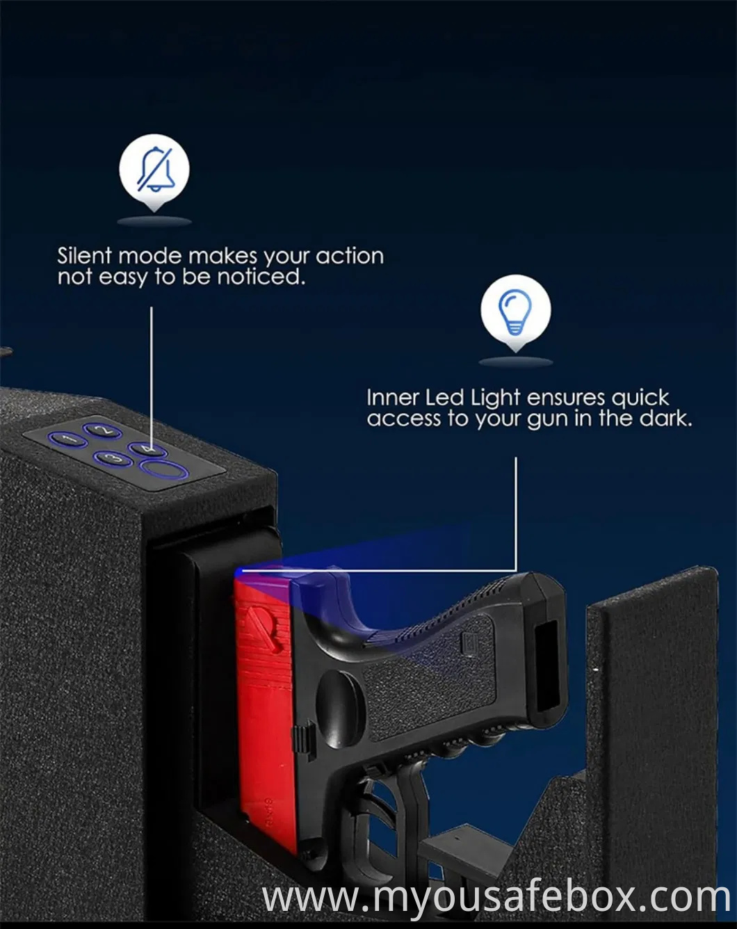 Safe Wall-Mounted Fingerprint Steel Car Portable Secure Gun Safes Locking Box for Pistols Keys Safes